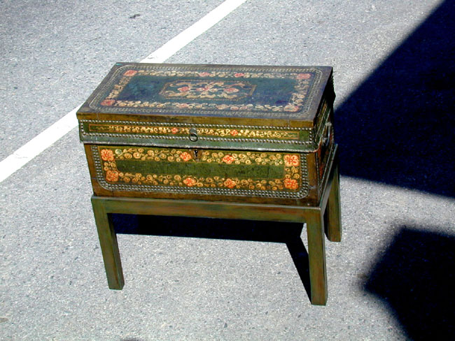 A 19th Century Painted China Trade Trunk on a Later Matching Stand Circa 1830.
